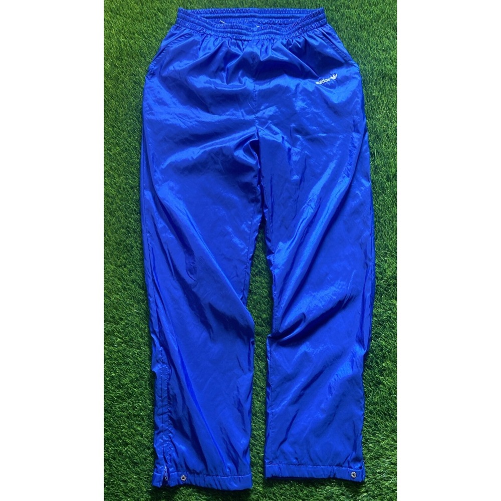 Vintage Adidas Blue Trefoil Leaf Logo Basketball Track Pants Sweat Sz Large - Picture 3 of 16